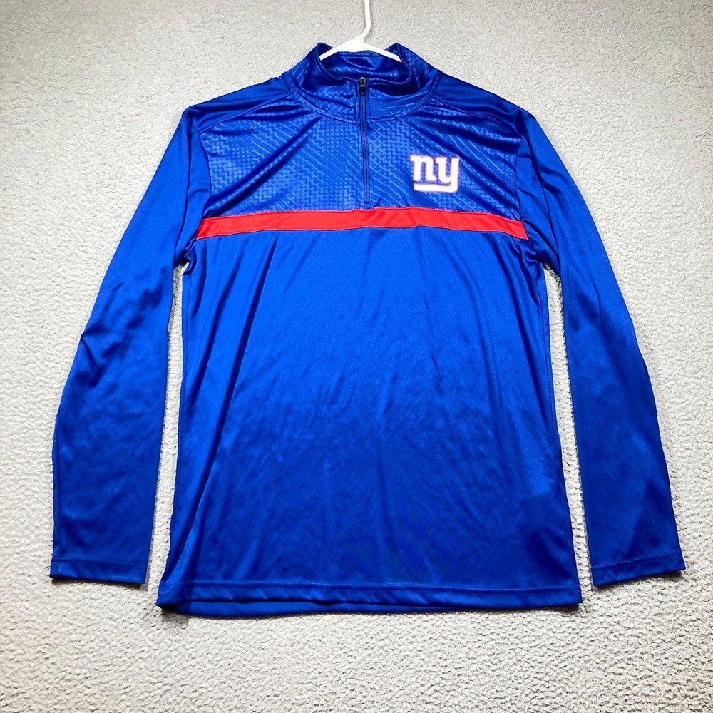 New York Giants NFL Football‎ Long Sleeve 1/4 Zip Shirt  Men's Large Blue